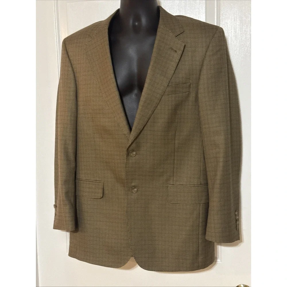 Jos A Bank Signature Gold 39R Allure Houndstooth Silk Wool Classic Heritage